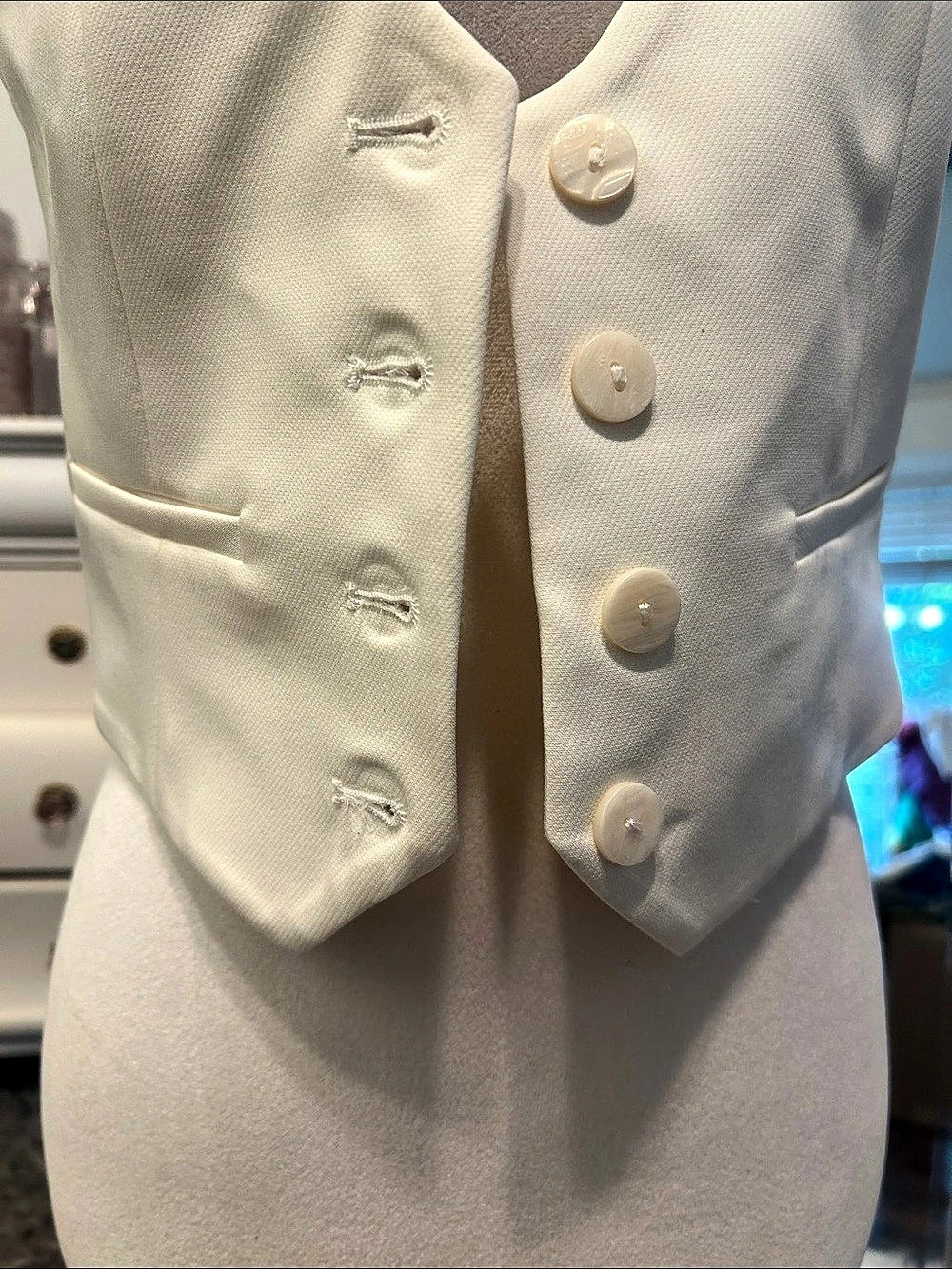 Zara Button Vest Top Double-Breasted Blazer White Medium